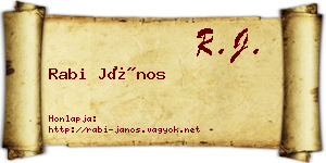 Rabi János névjegykártya